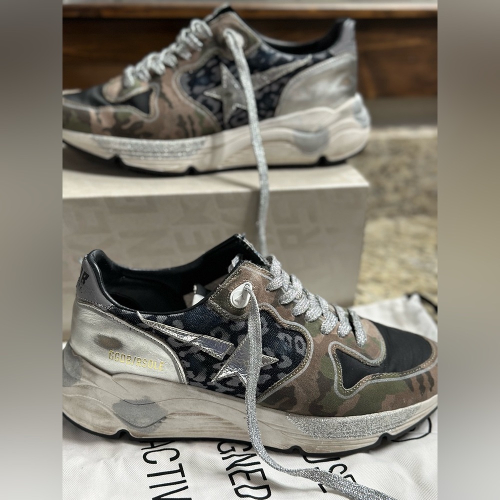 Golden Goose Camo/leopard Runners sz 38